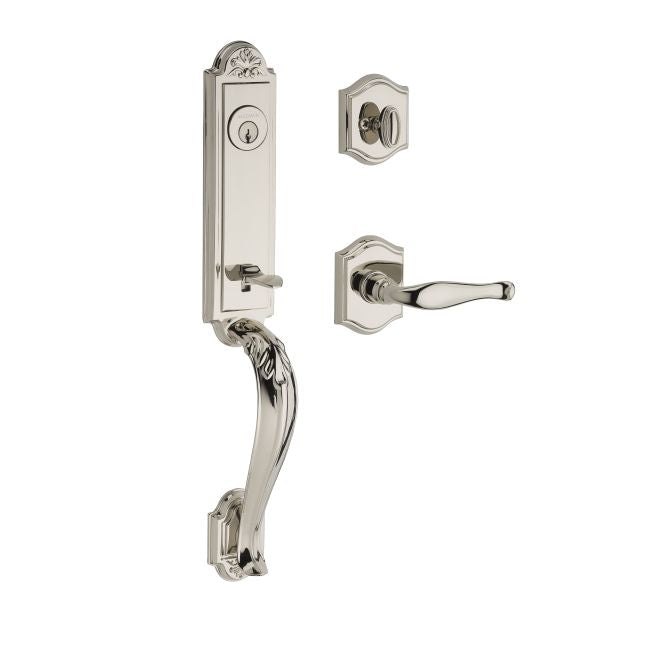 Baldwin Reserve SCELIXDECLTAR141 Single Cylinder Elizabeth Handleset Left Hand Decorative Lever and Traditional Arch Rose with 6AL Latch and Dual Strike Bright Nickel Finish - Left Hand - NA