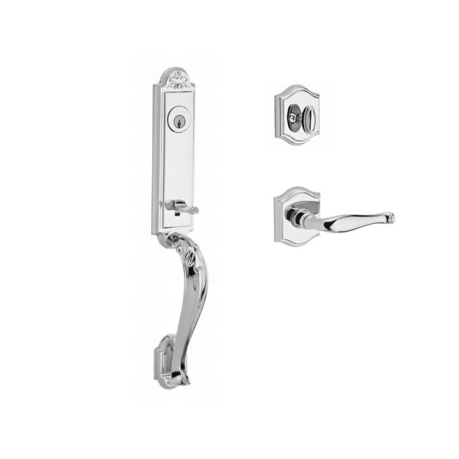 Baldwin Reserve SCELIXDECLTAR260 Single Cylinder Elizabeth Handleset Left Hand Decorative Lever and Traditional Arch Rose with 6AL Latch and Dual Strike Bright Chrome Finish - Left Hand - NA