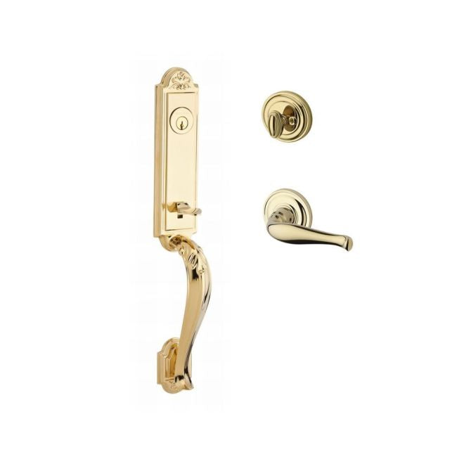 Baldwin Reserve SCELIXDECLTRR003 Single Cylinder Elizabeth Handleset Left Hand Decorative Lever and Traditional Round Rose with 6AL Latch and Dual Strike Lifetime Brass Finish - Left Hand - NA