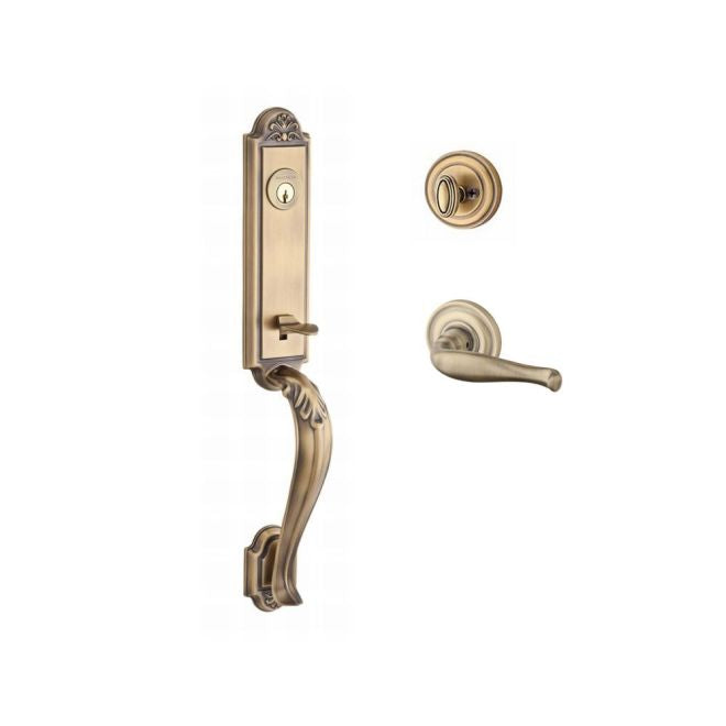 Baldwin Reserve SCELIXDECLTRR049 Single Cylinder Elizabeth Handleset Left Hand Decorative Lever and Traditional Round Rose with 6AL Latch and Dual Strike Matte Brass and Black Finish - Left Hand - NA