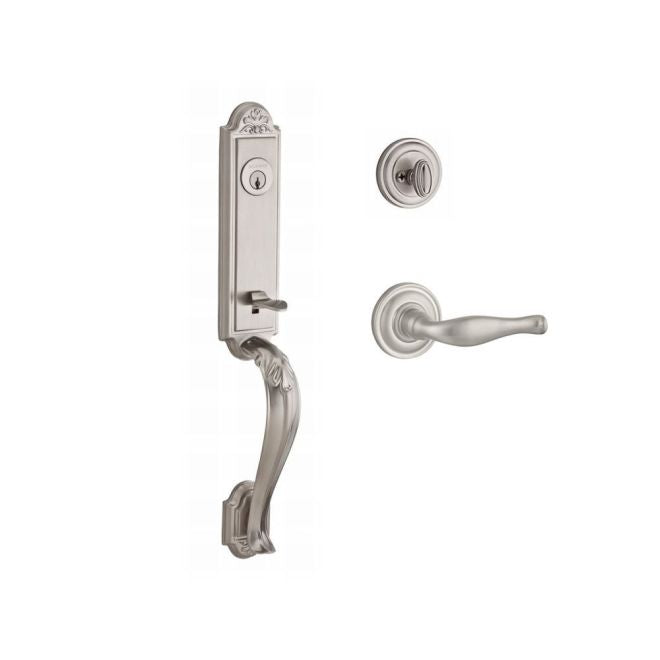 Baldwin Reserve SCELIXDECLTRR150 Single Cylinder Elizabeth Handleset Left Hand Decorative Lever and Traditional Round Rose with 6AL Latch and Dual Strike Satin Nickel Finish - Left Hand - NA