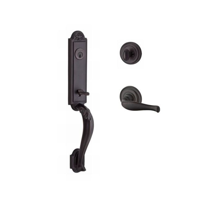 Baldwin Reserve SCELIXDECRTRR112 Single Cylinder Elizabeth Handleset Right Hand Decorative Lever and Traditional Round Rose with 6AL Latch and Dual Strike Venetian Bronze Finish - Right Hand - NA