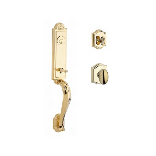 Baldwin Reserve SCELIXELLTAR003 Single Cylinder Elizabeth Handleset Ellipse Knob and Traditional Arch Rose with 6AL Latch and Dual Strike Lifetime Brass Finish - NA - NA