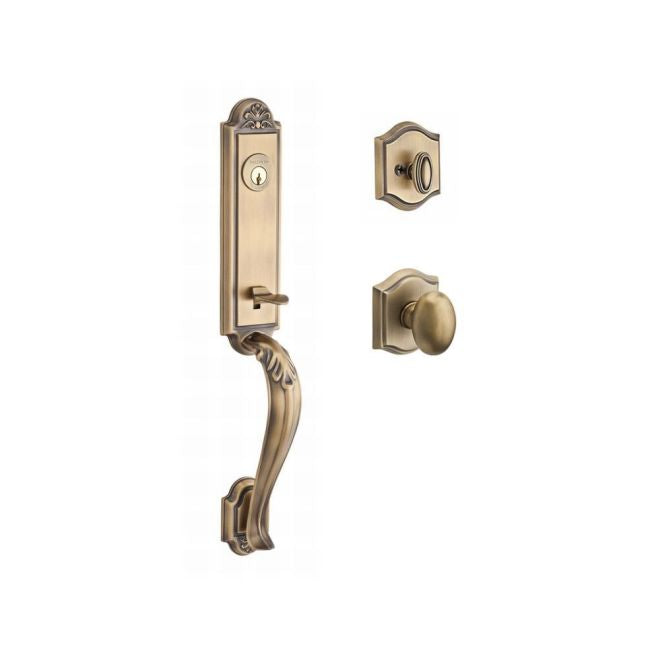 Baldwin Reserve SCELIXELLTAR049 Single Cylinder Elizabeth Handleset Ellipse Knob and Traditional Arch Rose with 6AL Latch and Dual Strike Matte Brass and Black Finish - NA - NA