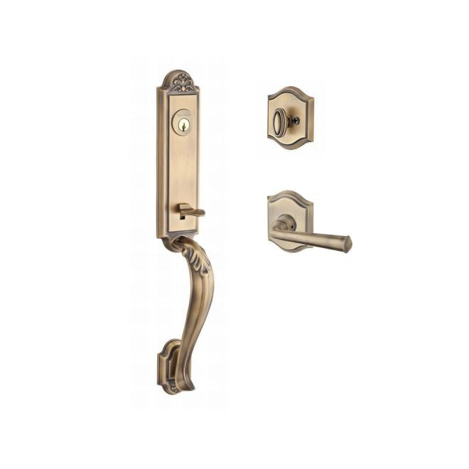 Baldwin Reserve SCELIXFEDLTAR049 Single Cylinder Elizabeth Handleset Left Hand Federal Lever and Traditional Arch Rose with 6AL Latch and Dual Strike Matte Brass and Black Finish - Left Hand - NA