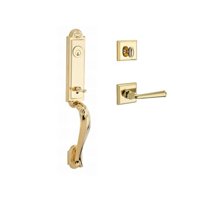 Baldwin Reserve SCELIXFEDLTSR003 Single Cylinder Elizabeth Handleset Left Hand Federal Lever and Traditional Square Rose with 6AL Latch and Dual Strike Lifetime Brass Finish - Left Hand - NA