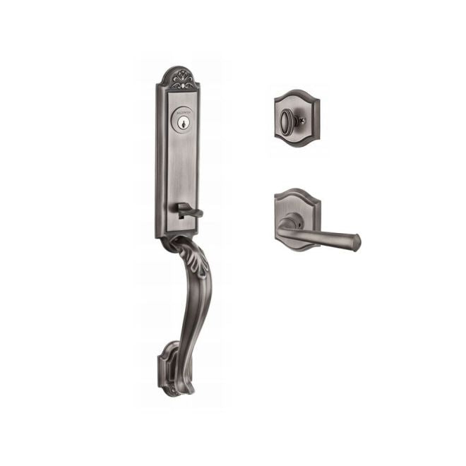 Baldwin Reserve SCELIXFEDRTAR152 Single Cylinder Elizabeth Handleset Right Hand Federal Lever and Traditional Arch Rose with 6AL Latch and Dual Strike Matte Antique Nickel Finish - Right Hand - NA