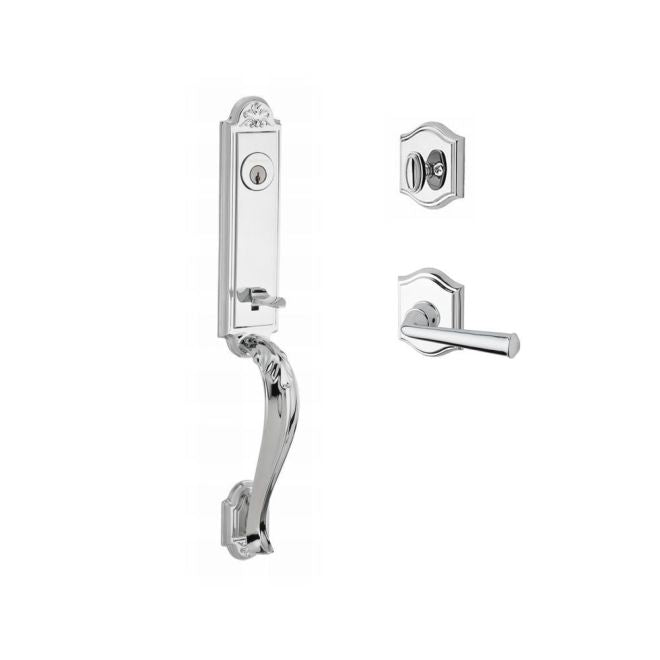 Baldwin Reserve SCELIXFEDRTAR260 Single Cylinder Elizabeth Handleset Right Hand Federal Lever and Traditional Arch Rose with 6AL Latch and Dual Strike Bright Chrome Finish - Right Hand - NA