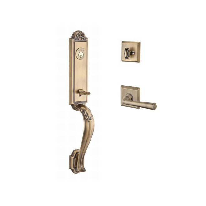 Baldwin Reserve SCELIXFEDRTSR049 Single Cylinder Elizabeth Handleset Right Hand Federal Lever and Traditional Square Rose with 6AL Latch and Dual Strike Matte Brass and Black Finish - Right Hand - NA