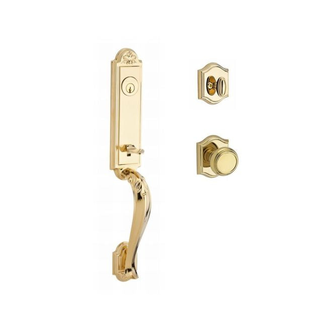 Baldwin Reserve SCELIXTRATAR003 Single Cylinder Elizabeth Handleset Traditional Knob and Traditional Arch Rose with 6AL Latch and Dual Strike Lifetime Brass Finish - NA - NA