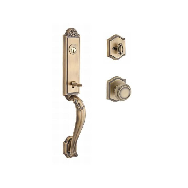 Baldwin Reserve SCELIXTRATAR049 Single Cylinder Elizabeth Handleset Traditional Knob and Traditional Arch Rose with 6AL Latch and Dual Strike Matte Brass and Black Finish - NA - NA