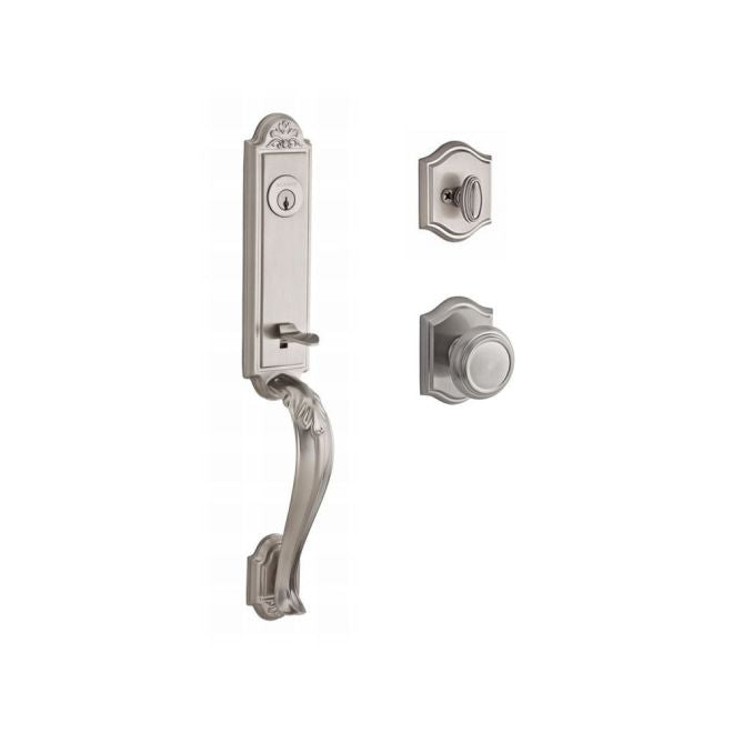 Baldwin Reserve SCELIXTRATAR150 Single Cylinder Elizabeth Handleset Traditional Knob and Traditional Arch Rose with 6AL Latch and Dual Strike Satin Nickel Finish - NA - NA