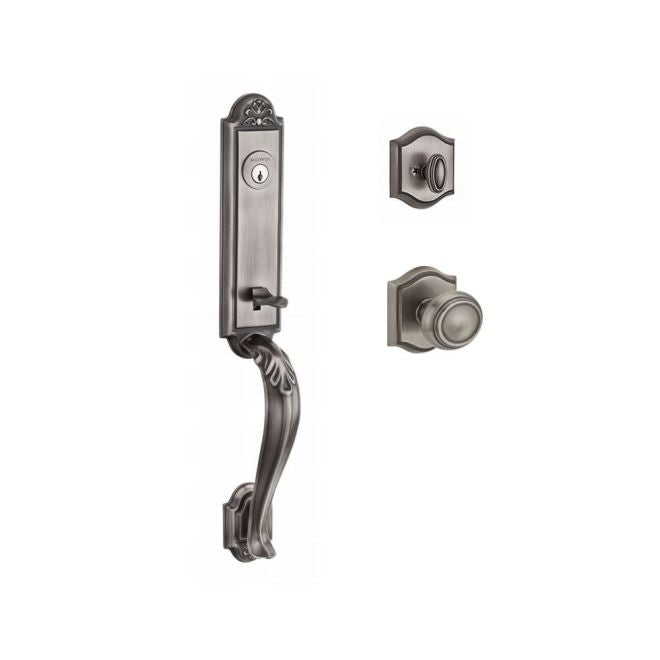 Baldwin Reserve SCELIXTRATAR152 Single Cylinder Elizabeth Handleset Traditional Knob and Traditional Arch Rose with 6AL Latch and Dual Strike Matte Antique Nickel Finish - NA - NA