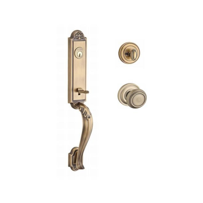 Baldwin Reserve SCELIXTRATRR049 Single Cylinder Elizabeth Handleset Traditional Knob and Traditional Round Rose with 6AL Latch and Dual Strike Matte Brass and Black Finish - NA - NA