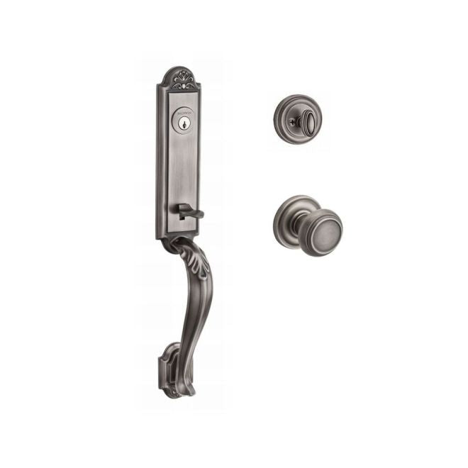 Baldwin Reserve SCELIXTRATRR152 Single Cylinder Elizabeth Handleset Traditional Knob and Traditional Round Rose with 6AL Latch and Dual Strike Matte Antique Nickel Finish - NA - NA