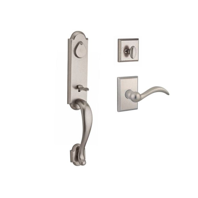 Baldwin Reserve SCKODXARCLRSR492 Single Cylinder Kodiak Handleset Left Hand Arch Lever and Rustic Square Rose with 6AL Latch and Dual Strike White Bronze Finish - Left Hand - NA