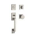 Baldwin Reserve SCLAJXCONCSR150 Single Cylinder La Jolla Handleset Contemporary Knob Contemporary Square Rose with 6AL Latch and Dual Strike Satin Nickel Finish - NA - NA