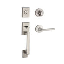 Baldwin Reserve SCLAJXSQUCRR150 Single Cylinder La Jolla Handleset Square Lever Contemporary Round Rose with 6AL Latch and Dual Strike Satin Nickel Finish - NA - NA