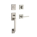 Baldwin Reserve SCLAJXSQUCSR150 Single Cylinder La Jolla Handleset Square Lever Contemporary Square Rose with 6AL Latch and Dual Strike Satin Nickel Finish - NA - NA