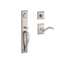 Baldwin Reserve SCLONXARCRRSR492 Single Cylinder Longview Handleset Right Hand Arch Lever and Rustic Square Rose with 6AL Latch and Dual Strike White Bronze Finish - Right Hand - NA