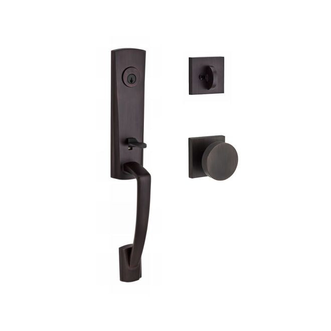 Baldwin Reserve SCMIAXCONCSR112 Single Cylinder Miami Handleset Contemporary Knob and Contemporary Square Rose with 6AL Latch and Dual Strike Venetian Bronze Finish - NA - NA