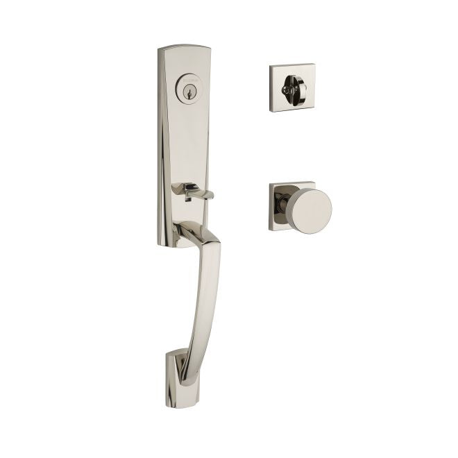 Baldwin Reserve SCMIAXCONCSR141 Single Cylinder Miami Handleset Contemporary Knob and Contemporary Square Rose with 6AL Latch and Dual Strike Bright Nickel Finish - NA - NA