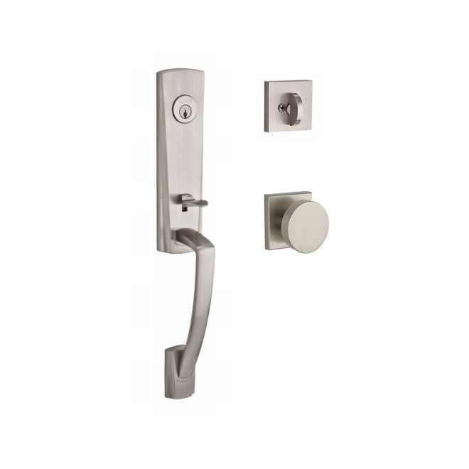 Baldwin Reserve SCMIAXCONCSR150 Single Cylinder Miami Handleset Contemporary Knob and Contemporary Square Rose with 6AL Latch and Dual Strike Satin Nickel Finish - NA - NA