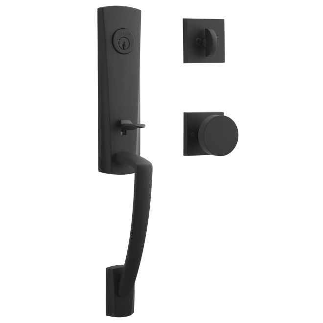 Baldwin Reserve SCMIAXCONCSR190 Single Cylinder Miami Handleset Contemporary Knob and Contemporary Square Rose with 6AL Latch and Dual Strike Satin Black Finish - NA - NA