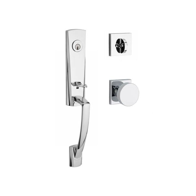 Baldwin Reserve SCMIAXCONCSR260 Single Cylinder Miami Handleset Contemporary Knob and Contemporary Square Rose with 6AL Latch and Dual Strike Bright Chrome Finish - NA - NA