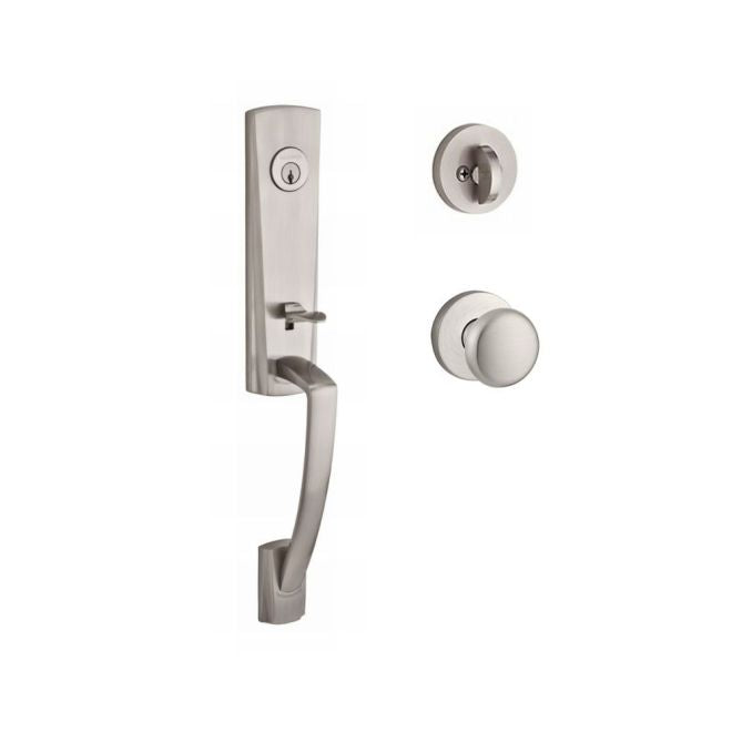 Baldwin Reserve SCMIAXROUCRR150 Single Cylinder Miami Handleset Round Knob and Contemporary Round Rose with 6AL Latch and Dual Strike Satin Nickel Finish - NA - NA