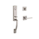 Baldwin Reserve SCMIAXSQULCSR150 Single Cylinder Miami Handleset Left Hand Square Lever and Contemporary Square Rose with 6AL Latch and Dual Strike Satin Nickel Finish - Left Hand - NA