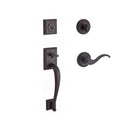 Baldwin Reserve SCNAPXCURLTRR112 Single Cylinder Napa Handleset Left Hand Curve Lever and Traditional Round Rose with 6AL Latch and Dual Strike Venetian Bronze Finish - Left Hand - NA