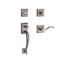 Baldwin Reserve SCNAPXCURLTSR152 Single Cylinder Napa Handleset Left Hand Curve Lever and Traditional Square Rose with 6AL Latch and Dual Strike Matte Antique Nickel Finish - Left Hand - NA