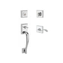 Baldwin Reserve SCNAPXCURLTSR260 Single Cylinder Napa Handleset Left Hand Curve Lever and Traditional Square Rose with 6AL Latch and Dual Strike Bright Chrome Finish - Left Hand - NA