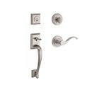 Baldwin Reserve SCNAPXCURRTRR150 Single Cylinder Napa Handleset Right Hand Curve Lever and Traditional Round Rose with 6AL Latch and Dual Strike Satin Nickel Finish - Right Hand - NA