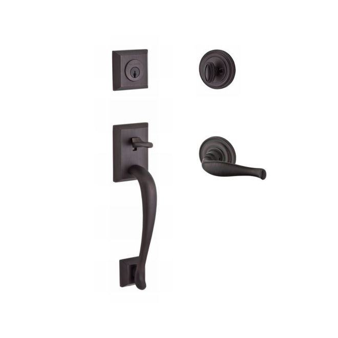 Baldwin Reserve SCNAPXDECRTRR112 Single Cylinder Napa Handleset Right Hand Decorative Lever and Traditional Round Rose with 6AL Latch and Dual Strike Venetian Bronze Finish - Right Hand - NA