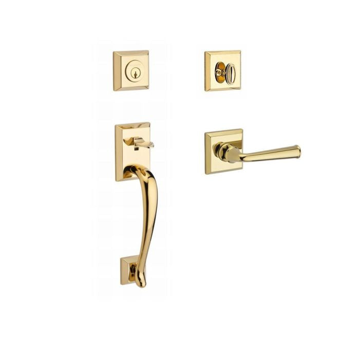 Baldwin Reserve SCNAPXFEDLTSR003 Single Cylinder Napa Handleset Left Hand Federal Lever and Traditional Square Rose with 6AL Latch and Dual Strike Lifetime Brass Finish - Left Hand - NA