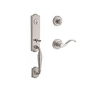 Baldwin Reserve SCNEWXCURLTRR150 Single Cylinder New Hampshire Handleset Left Hand Curve Lever and Traditional Round Rose with 6AL Latch and Dual Strike Satin Nickel Finish - Left Hand - NA