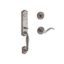 Baldwin Reserve SCNEWXCURLTRR152 Single Cylinder New Hampshire Handleset Left Hand Curve Lever and Traditional Round Rose with 6AL Latch and Dual Strike Matte Antique Nickel Finish - Left Hand - NA