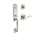 Baldwin Reserve SCNEWXCURRTAR141 Single Cylinder New Hampshire Handleset Right Hand Curve Lever and Traditional Arch Rose with 6AL Latch and Dual Strike Bright Nickel Finish - Right Hand - NA