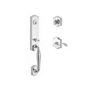 Baldwin Reserve SCNEWXCURRTAR260 Single Cylinder New Hampshire Handleset Right Hand Curve Lever and Traditional Arch Rose with 6AL Latch and Dual Strike Bright Chrome Finish - Right Hand - NA