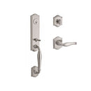 Baldwin Reserve SCNEWXDECLTAR150 Single Cylinder New Hampshire Handleset Left Hand Decorative Lever and Traditional Arch Rose with 6AL Latch and Dual Strike Satin Nickel Finish - Left Hand - NA