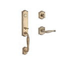 Baldwin Reserve SCNEWXDECRTAR049 Single Cylinder New Hampshire Handleset Right Hand Decorative Lever and Traditional Arch Rose with 6AL Latch and Dual Strike Matte Brass and Black Finish - Right Hand - NA