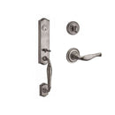 Baldwin Reserve SCNEWXDECRTRR152 Single Cylinder New Hampshire Handleset Right Hand Decorative Lever and Traditional Round Rose with 6AL Latch and Dual Strike Matte Antique Nickel Finish - Right Hand - NA