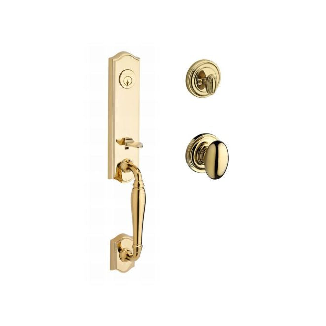 Baldwin Reserve SCNEWXELLTRR003 Single Cylinder New Hampshire Handleset Ellipse Knob and Traditional Round Rose with 6AL Latch and Dual Strike Lifetime Brass Finish - NA - NA