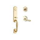 Baldwin Reserve SCNEWXFEDLTAR003 Single Cylinder New Hampshire Handleset Left Hand Federal Lever and Traditional Arch Rose with 6AL Latch and Dual Strike Lifetime Brass Finish - Left Hand - NA