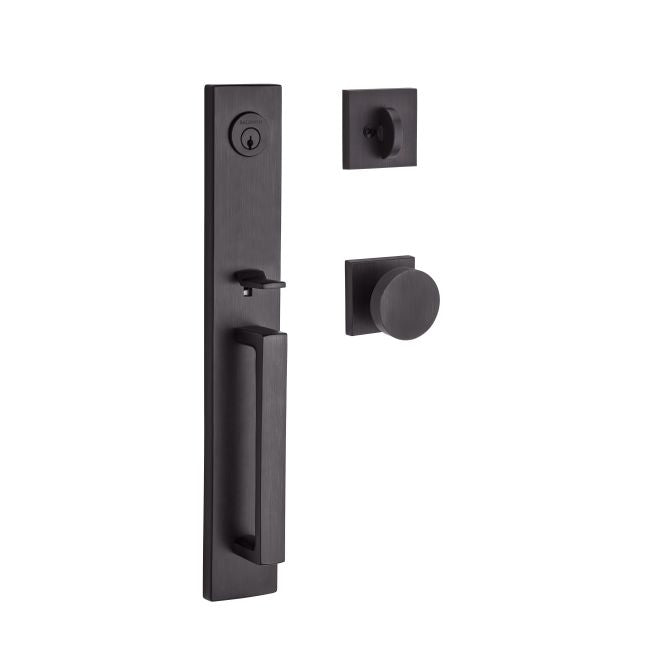 Baldwin Reserve SCSANXCONCSR112 Single Cylinder Santa Cruz Handleset Contemporary Knob and Contemporary Square Rose with 6AL Latch and Dual Strike Venetian Bronze Finish - NA - NA