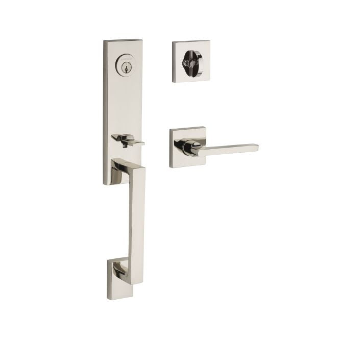 Baldwin Reserve SCSEAXSQULCSR141 Single Cylinder Seattle Handleset Left Hand Square Lever and Contemporary Square Rose with 6AL Latch and Dual Strike Bright Nickel Finish - Left Hand - NA