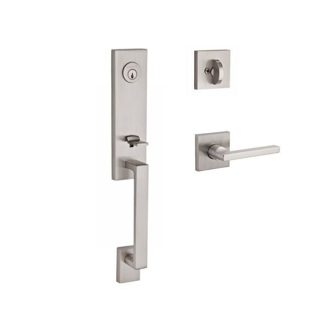 Baldwin Reserve SCSEAXSQULCSR150 Single Cylinder Seattle Handleset Left Hand Square Lever and Contemporary Square Rose with 6AL Latch and Dual Strike Satin Nickel Finish - Left Hand - NA