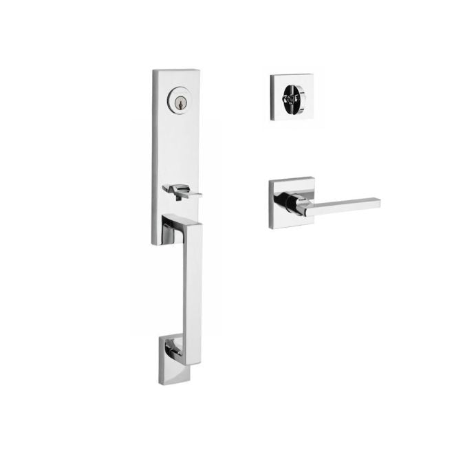 Baldwin Reserve SCSEAXSQULCSR260 Single Cylinder Seattle Handleset Left Hand Square Lever and Contemporary Square Rose with 6AL Latch and Dual Strike Bright Chrome Finish - Left Hand - NA